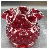 Fenton Ruby, red hobnail base