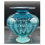 Huge blue art glass mid-century 9 inch tall base