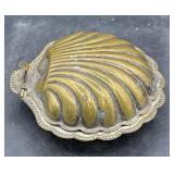Vintage glass, metal plated clam