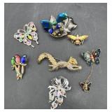 Costume pin brooches, butter, butterfly squirrel