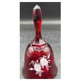 Fenton Ruby, red hand-painted/sign bell