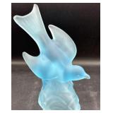 Large blue satin bird figurine 8 inch tall