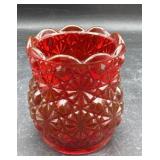 Red Daisy and button jar no lid 3ï¿½ tall