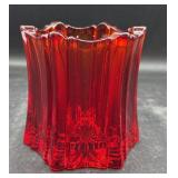 Large art glass red base, 4 inch tall