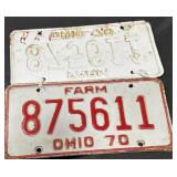 1970 Ohio Farm license plate plates