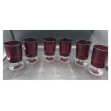 Ruby red stem glasses, 5 inch tall