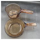 2 small corning, glass pans