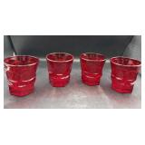 Ruby, red set of four bourbon glasses