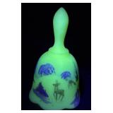 Fenton uranium deer bell hand painted/signed