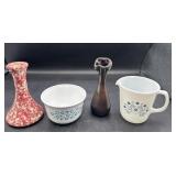 Corning ware, small pitcher, and Cornell small
