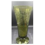 Green glass grape vase 9 3/4' tall