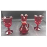 Ruby red goblets /pitcher