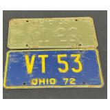 Pair of 1972 Ohio license plates