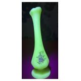 Fenton uranium hand-painted/signed bud vase