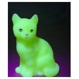 Fenton Hand/painted/signed uranium cat