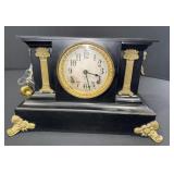 Cast iron mantle clock with the key/pendulum