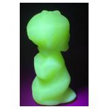 Fenton uranium glass praying girl, figurine