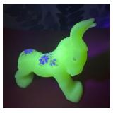 Fenton hand painted/signed donkey uranium