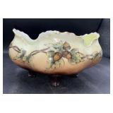 Hand painted/footed acorn bowl 7 inch wide