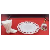 Fenton milk glass shoe/glass plate