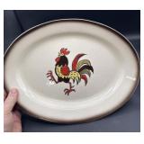 Poppy trail, large oval rooster platter 13.5 inch