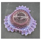 Fenton cranberry opalescent ruffle dish, 5 inch