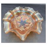 Carnival Glass great design ruffled 6 inch wide