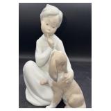 LLadro 7.5ï¿½ tall boy w/dog figure