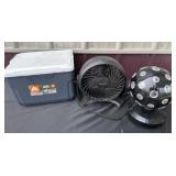 Cooler fan and disco ball light