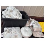 Bedding in plastic tote