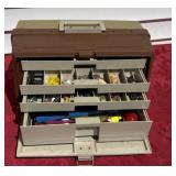 Fishing tackle box with a large amount of tackle