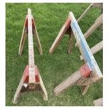 Pair of wooden sawhorses