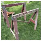 Pair of wooden saw horses