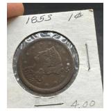 1853 one cent piece