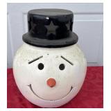 Large ceramic snowman light up candle