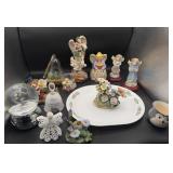 Large amount of angel figurines/snow globe/bell