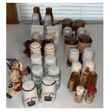 Large amount of salt and pepper shakers