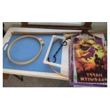 Large amount of outdoor flag decorations cutting