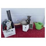 Garden fabric watering cans, bird houses