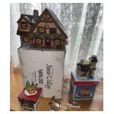 Christmas Village hunting lodge and animals