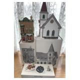 Snow village Christmas shop/church