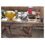 Workbench with grinder/vice/tools