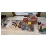 Large amount of sewing supplies, buttons pens &