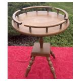 Round wooden side table 25 inches tall 19 inches