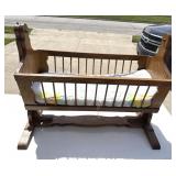 Solid oak baby cradle