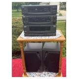 RCA stereo system with speakers and stand