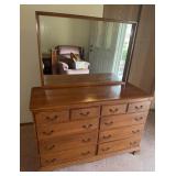 MCM maple dresser with mirror 52ï¿½ w