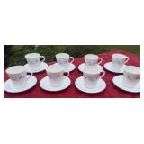 Corning ware set of eight coffee cups/saucers