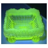 Green uranium adolescent square dish 3.5 inch
