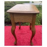 Oak wooden side table 23 inches tall 14 inches